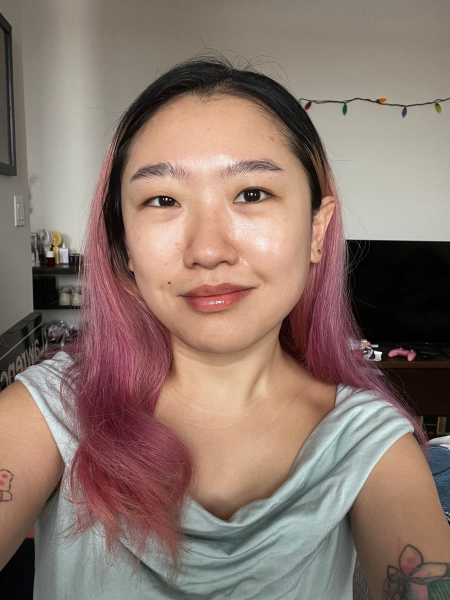 Image may contain Hair Person Adult and Pink Hair