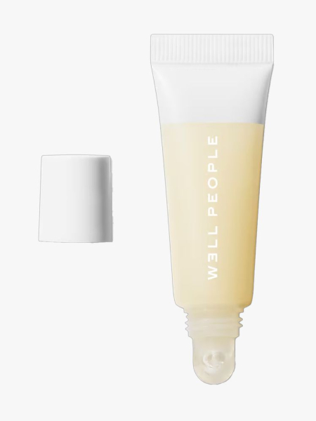 Well People Peptide Lip Balm in branded component on a light gray background