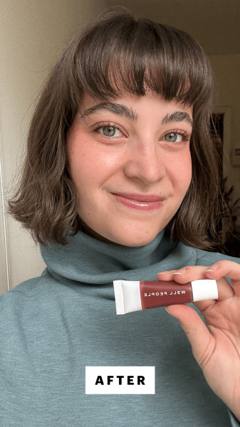 Felbin after applying the Well People Peptide Lip Balm